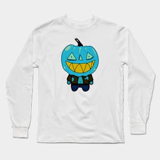 Sky Blue Zombie Pumpkin Man of Halloween Long Sleeve T-Shirt